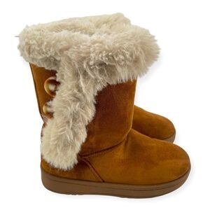 SO Sonoma Sophia Girl’s Chestnut Brown Faux Fur Winter Boots Size 1